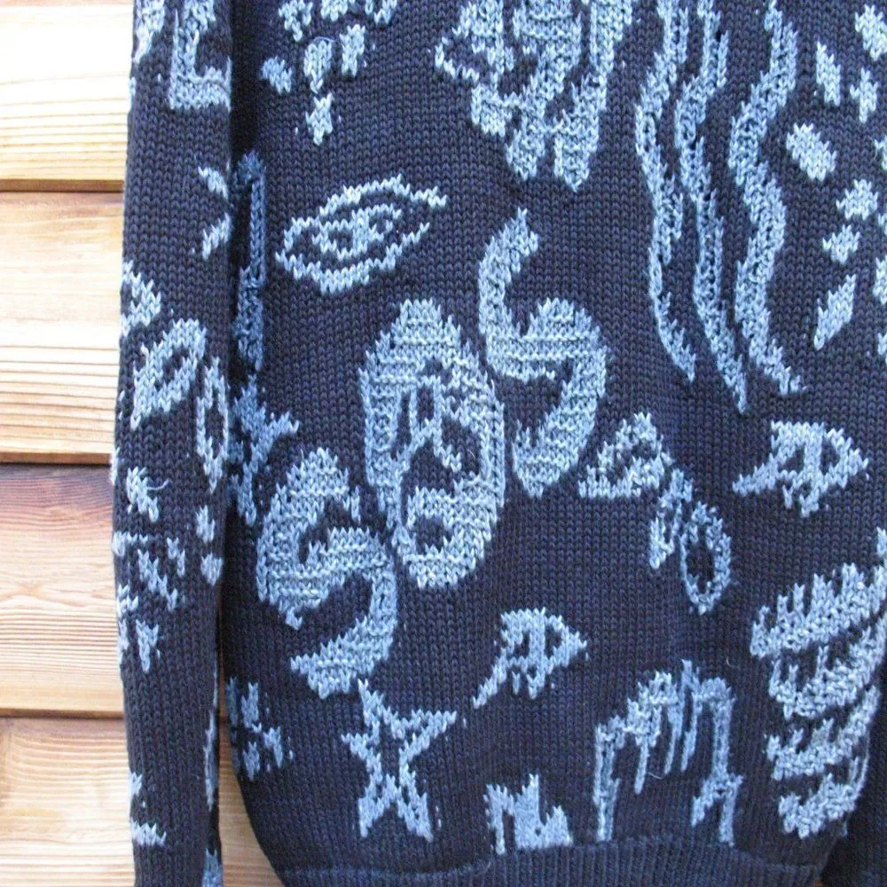 Rare Black Gray Oversize Graphic Sweater